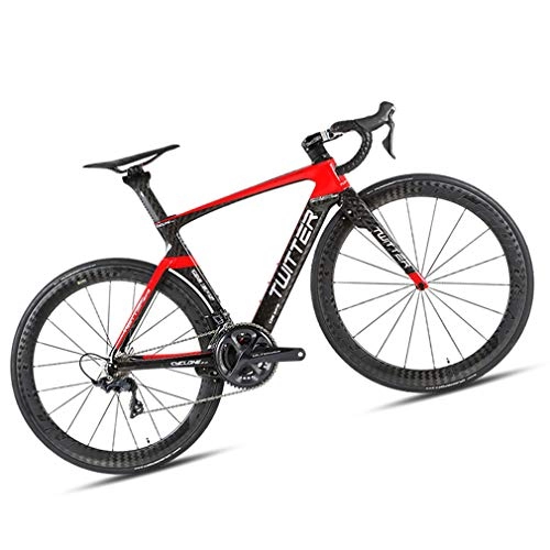 Road Bike : DUABOBAO Road Bike, Suitable For People Of Height, Ultra-Light Carbon Fiber Road Race Bike, Full Hidden, Sports Cycle Outdoor Family, 7 Colors, Red, 54CM
