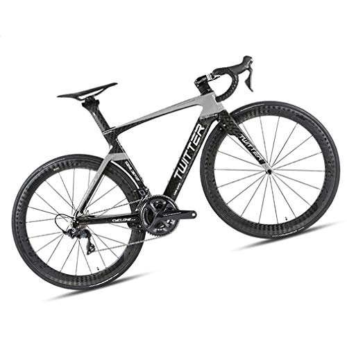 Road Bike : DUABOBAO Road Bike, Suitable For People Of Height, Ultra-Light Carbon Fiber Road Race Bike, Fully Hidden, R7000-22 Speed Large Set Of Carbon Wheel +700C*23C Tire, Black, 49CM