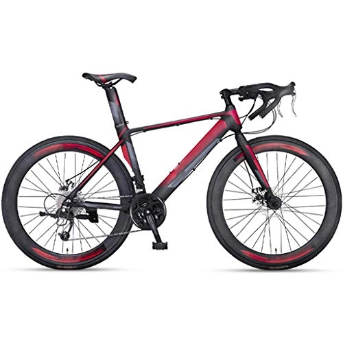 Road Bike : DXIUMZHP Dual Suspension Super Lightweight Aluminum Alloy Mountain Bike, 700C Tire Bicycle, 27-speed MTB, Curved Handlebar (Color : 27-speed Red, Size : 700 C)