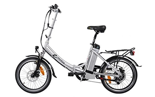 Road Bike : E-motos aluminium Pedelec K20 folding bike - E-bike with Panasonic battery., K20, Aluminium Hochglanzpoliert, 14, 50Ah