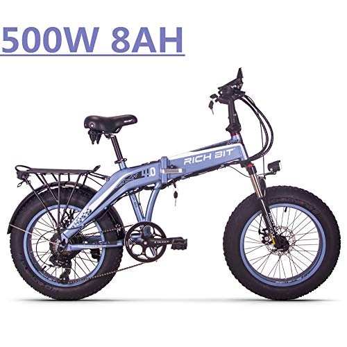 Road Bike : eBike_RICHBIT 016 Electric Bike, 48V 500W 9.6AH Fat Tire Bike, Folding Ebike for Cycling, with Rear Rack / Reflectors (Gray)
