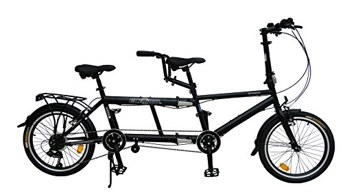 Road Bike : ECOSMO 20" New Folding City Tandem Bicycle Bike 7SP - 20TF01BL