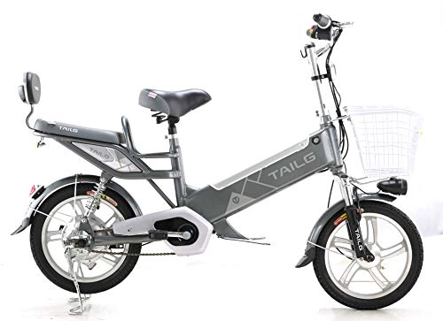 Road Bike : Electric Bike 48V 8Ah Lithium-ion Built-in Battery Electric Motor Bicycle Ebike 16 (Grey)