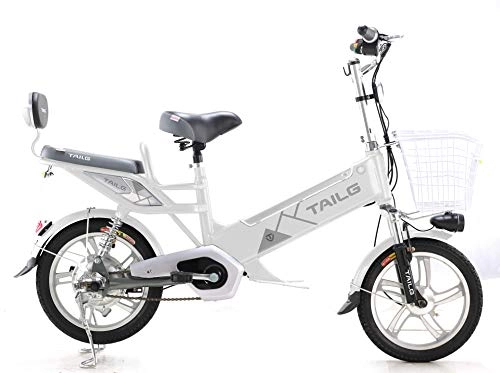 Road Bike : Electric Bike 48V 8Ah Lithium-ion Built-in Battery Electric Motor Bicycle Ebike 16 (White)