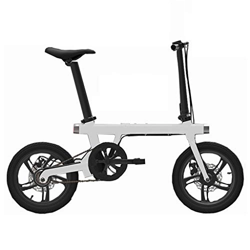 Road Bike : Electric Bikes Electric Bicycle 16 Inch Folding Electric Bicycle 36V5 Gear Power Life Adult Bicycle Lithium Battery Bicycle, Power Life 55-60km (Color : White, Size : 130 * 30 * 97cm)