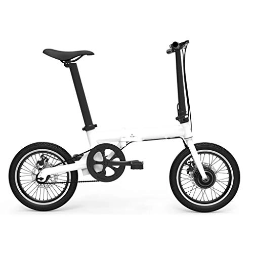 Road Bike : Electric Bikes Electric Bicycle 16 Inch Folding Electric Bicycle Aluminum Alloy Adult Bicycle Lithium Battery Bicycle, Dynamic Life 60km (Color : White, Size : 130 * 30 * 97cm)