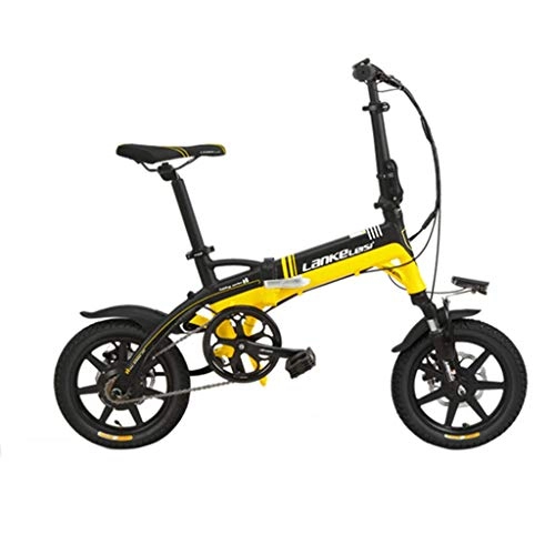 Road Bike : Electric Bikes Electric Bicycle 20 Inch 36V Folding Lithium Electric Car Fashion Durable Adult Electric Car (Color : Yellow, Size : 128 * 53 * 110cm)