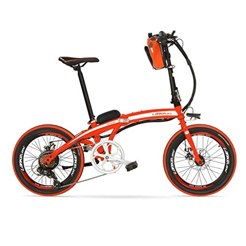 Road Bike : Electric Bikes Electric Bicycle 20 Inch 48 / 12AH Folding Lithium Electric Car Fashion Durable Adult Electric Car (Color : Orange, Size : 152 * 53 * 100cm)