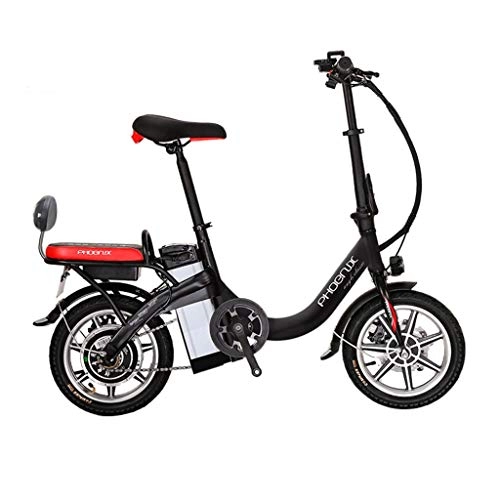 Road Bike : Electric Bikes Electric Bicycle Detachable Lithium Battery Folding Electric Bicycle Adult Bicycle Small Electric Car, Electric Life 55-60 Km (Color : Black, Size : 123 * 30 * 93cm)