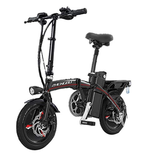 Road Bike : Electric Bikes Electric Bicycle Lithium Battery Folding Electric Bicycle Adult Small Electric Car, Electric Life 60km (Color : Black, Size : 125 * 57 * 100cm)