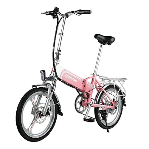 Road Bike : Electric Bikes Electric Bicycle Lithium Battery Folding Electric Bicycle Adult Small Electric Car, Electric Life 80km (Color : Pink, Size : 160 * 45 * 150cm)