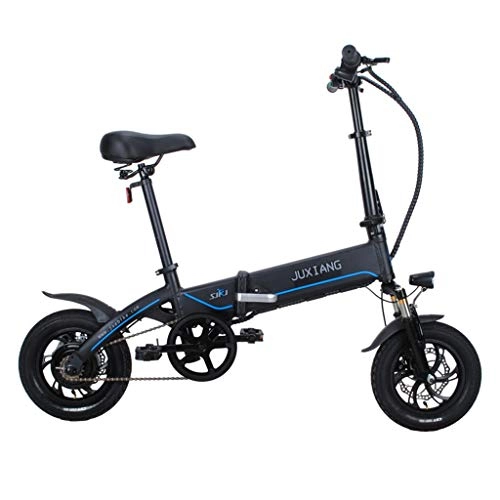 Road Bike : Electric Bikes Folding Electric Bicycle Lithium Battery Electric Bicycle 30AH Portable Mini Battery Car 12 Inches, Pure Electric Distance 120km (Color : Black, Size : 130 * 30 * 100cm)
