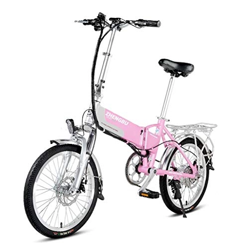 Road Bike : Electric Bikes Folding Electric Bicycle Lithium Battery Moped Mini Adult Battery Car Men And Women Small Electric Car (Color : Pink, Size : 122 * 36 * 96cm)