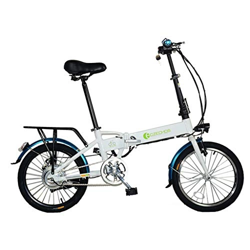 Road Bike : Electric Bikes Folding Electric Bicycle Ultra Light Portable Small 20 Inch Adult Battery Car Motorcycle (Color : White, Size : 142 * 53 * 98cm)