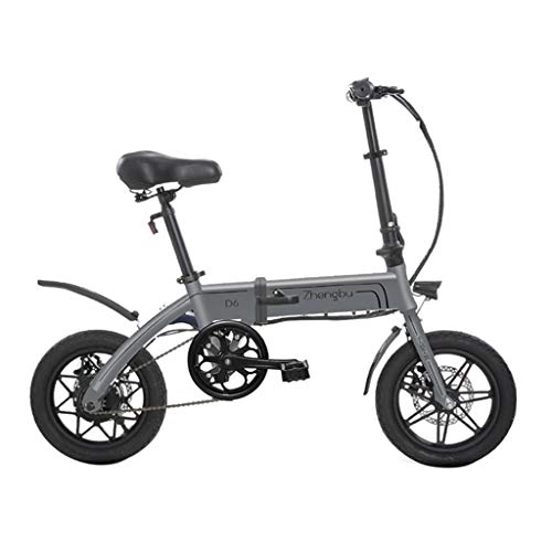 Road Bike : Electric Bikes Folding Electric Bicycles For Men And Women Mini Battery Car Lithium Battery Electric Car, Electric Life 50km (Color : Gray, Size : 125 * 52 * 100cm)