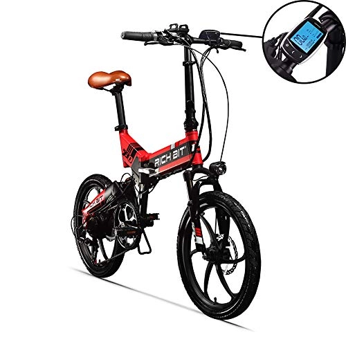 Road Bike : Electric Folding City Bike Men / Ladies Bicycle Road Bike Cycling RT730 250W*48V*8Ah 20Inch Dual Suspension 7Speed SHIMANO Derailleur LG Battery Cell Double Disc Brake Magnesium Alloy Red