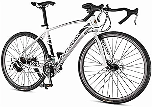 Road Bike : Eortzzpc Male Road, high carbon steel frame 21 speed road bike, steel disc with dual racing bikes, 700 * 28C wheel (Color : White)
