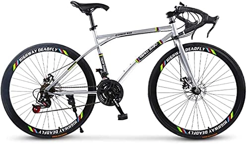 Road Bike : Eortzzpc Road Bicycle, 24-Speed 26 Inch Bikes, Double Disc Brake, High Carbon Steel Frame, Road Bicycle Racing, Men's and Women Adult-Only (Color : C)