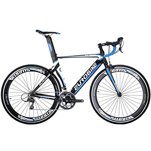 Road Bike : Eurobike Aluminium Road Bike 16 Speed Mens Bicycle 700C wheels 54cm Frame (Blue)