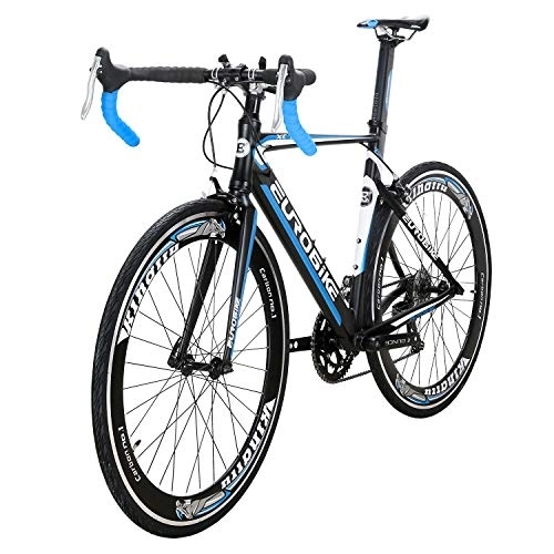 Road Bike : Eurobike OBK Road Bike 54CM Aluminium Frame For Men 14 Speed Aluminum Racing Bicycles 700C Wheels (Blue)