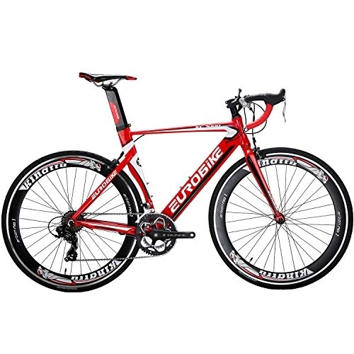 Road Bike : Eurobike OBK Road Bike 54CM Aluminium Frame For Men 14 Speed Aluminum Racing Bicycles 700C Wheels (Red)