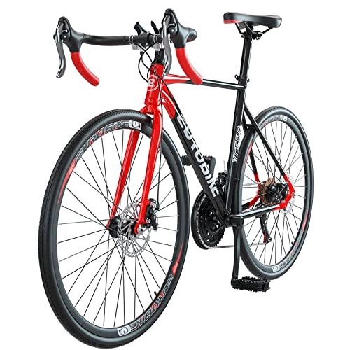 Road Bike : Eurobike OBK XC550 Road Bike 700C wheels 21 Speed Daul Disc Brake Mens Bicycle 54cm / 49cm Frame (54cm Red)