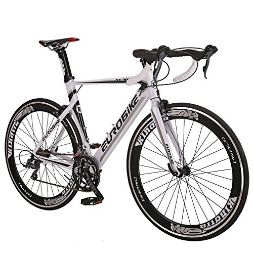 Road Bike : Eurobike OBK XC7000 Lightweight Aluminium Road Bike 700C Wheels Commuter Cycling Bicycle 14 Speed 54cm (White)