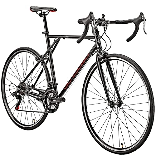 Road Bike : Eurobike Road Bike, 700C Wheels 54cm Frame Mens Bike, 21 Speed City Commuter Adults Bicycle XL (Black)