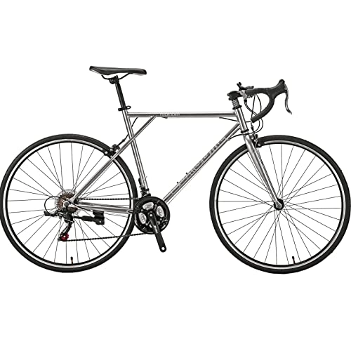 Road Bike : Eurobike Road Bike, 700C Wheels 54cm Frame Mens Bike, 21 Speed City Commuter Adults Bicycle XL (Silver)