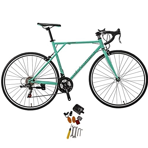Road Bike : Eurobike Road Bike Wheelset 700C For Men and Women 54cm XL Frame Adult Racing Bicycle (green)