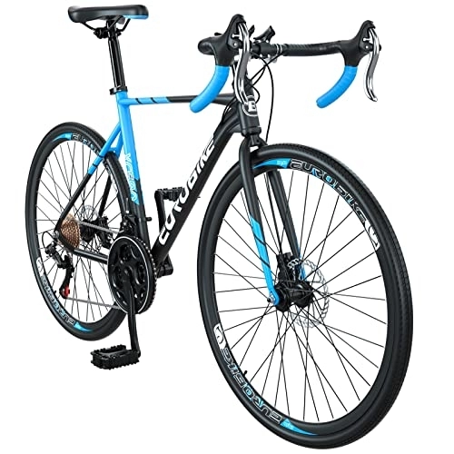 Road Bike : Eurobike Road Bikes mens, 21-Speed bike, 54CM-carbon steel Frame, Multiple Color (580-Black blue)