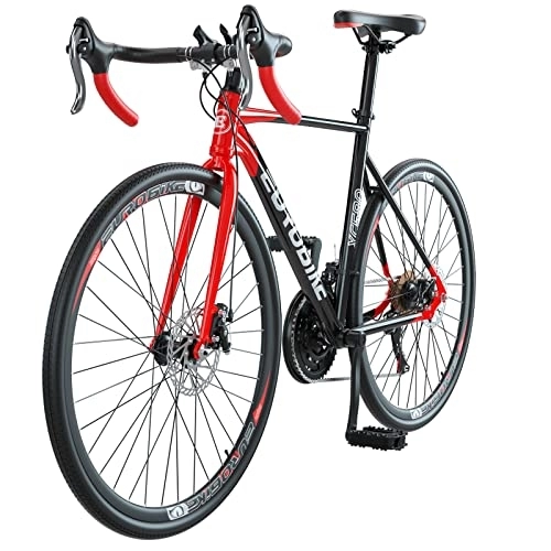 Road Bike : Eurobike Road Bikes mens, 21-Speed bike, 54CM-Frame, Multiple Color (580-Black red)