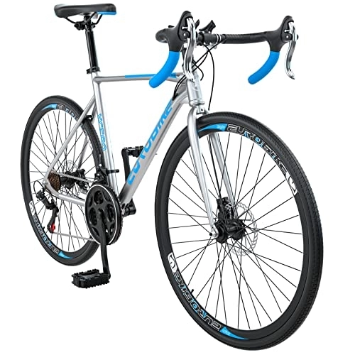 Road Bike : Eurobike Road Bikes mens, 21-Speed bike, 54CM-Frame, Multiple Color (580-silver blue)