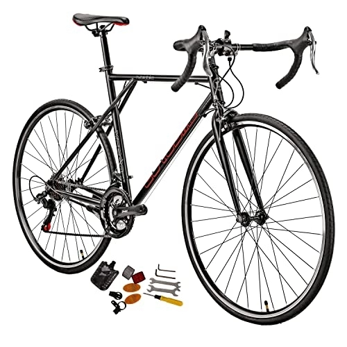 Road Bike : Eurobike Road Bikes XC560, 21 Speed Road Bicycle, 54CM Steel Frame Street Bike, 700C Commuter Bikes for Unisex Adult (XC560 Black)