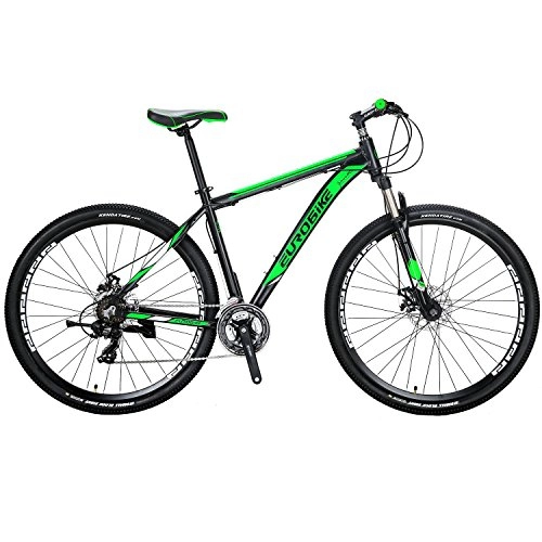 Road Bike : Eurobike X9 Mountain Bike 21 Speed 29 Inches Wheels Dual Disc Brake Aluminum Frame MTB Bicycle BlackGreen