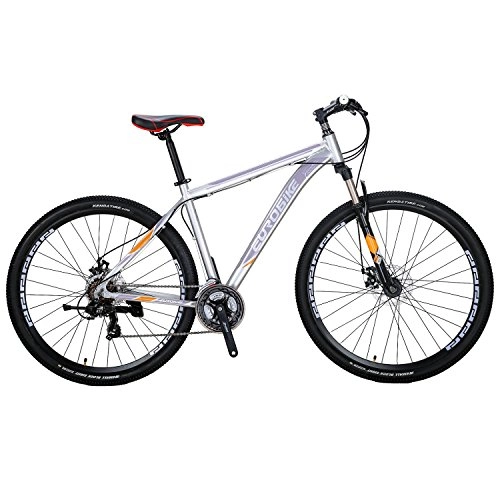 Road Bike : Eurobike X9 Mountain Bike 21 Speed 29 Inches Wheels Dual Disc Brake Aluminum Frame MTB Bicycle Silver