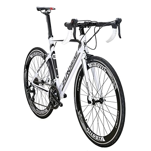 Road Bike : Eurobike XC7000 Road Bike, 14 Speed Shifting Aluminum Mens Road Bicycle, Lightweight Aluminum Bikes for Men / Women, 700C Racing Bike (White)