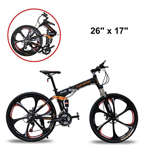 Road Bike : Extrbici FR100 Mans Folding Mountain Bike 24 Speed Shimano M310 Gears 17x26 Inch Aluminum Alloy Frame Full Suspension with Lockout 6 Spokes Integrated Wheel Foldable MTB Bicycle Mechanical Double Disc Brake for Commuting Touring Vacation UK Warehouse