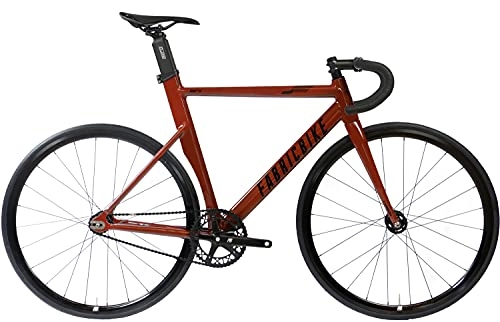 Road Bike : FabricBike AERO - Fixed Gear Bike, Single Speed Fixie Bicycle, Aluminium Frame and Carbon Fork, Wheels 28", 5 Colours, 3 Sizes, 7.95 kg (M size) (Chocolate, L-58)