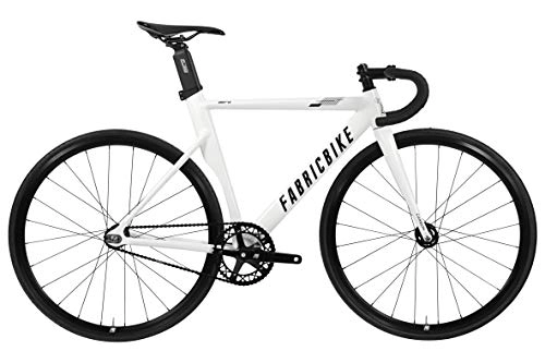 Road Bike : FabricBike AERO - Fixed Gear Bike, Single Speed Fixie Bicycle, Aluminium Frame and Carbon Fork, Wheels 28", 5 Colours, 3 Sizes, 7.95 kg (M size) (Glossy White & Black, L-58cm)