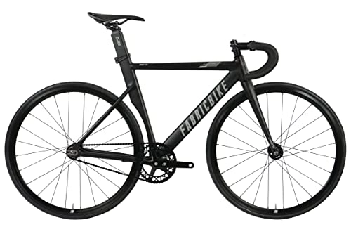 Road Bike : FabricBike AERO - Fixed Gear Bike, Single Speed Fixie Bicycle, Aluminium Frame and Carbon Fork, Wheels 28", 5 Colours, 3 Sizes, 7.95 kg (M size) (Matte Black & Graphito, M-54)