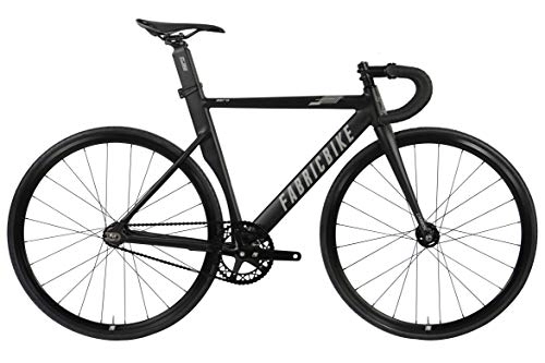 Road Bike : FabricBike AERO - Fixed Gear Bike, Single Speed Fixie Bicycle, Aluminium Frame and Carbon Fork, Wheels 28", 5 Colours, 3 Sizes, 7.95 kg (M size) (Matte Black & Grey, M-54)