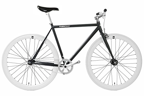 Road Bike : FabricBike-Fixie Bike, Fixed Gear Bike, Single Speed, Hi-Ten steel black frame, 10Kg (Black & White, M-53)