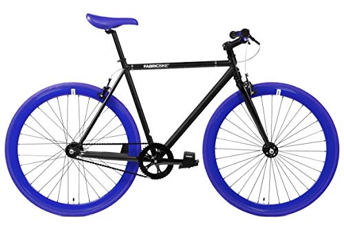 Road Bike : FabricBike-Fixie Bike, Fixed Gear Bike, Single Speed, Hi-Ten steel black frame, 10Kg (Matte Black & Blue, L-58)
