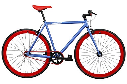 Road Bike : FabricBike-Fixie Bike, Fixed Gear Bike, Single Speed, Hi-Ten Steel Black Frame, 10Kg (Matte Blue & Red, M-53)