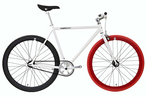 Road Bike : FabricBike-Fixie Bike, Fixed Gear Bike, Single Speed, Hi-Ten Steel Black Frame, 10Kg (Space White & Black & Red, S-49)