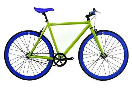 Road Bike : FabricBike-Fixie Bike, Fixed Gear Bike, Single Speed, Hi-Ten steel green frame, 10Kg (Green & Blue, L-58)