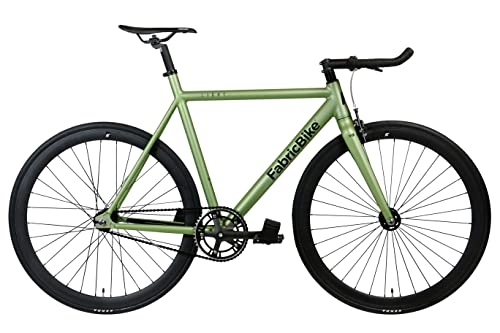 Road Bike : FabricBike Light - Fixed Gear Bike, Single Speed Fixie Bicycle, Aluminium Frame and Fork, Wheels 28", 4 Colours, 3 Sizes, 9.45 kg (M size) (Light Cayman Green, L-58cm)