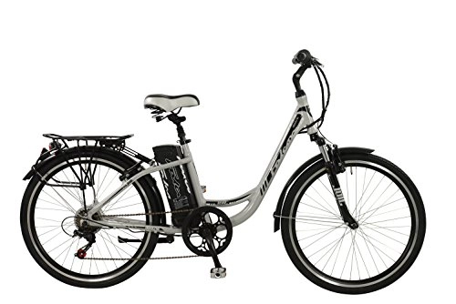 Road Bike : Falcon Jolt Womens' Electric Bike Silver, 16.5" inch aluminium frame, 6 speed lightweight low step zoom front suspension forks