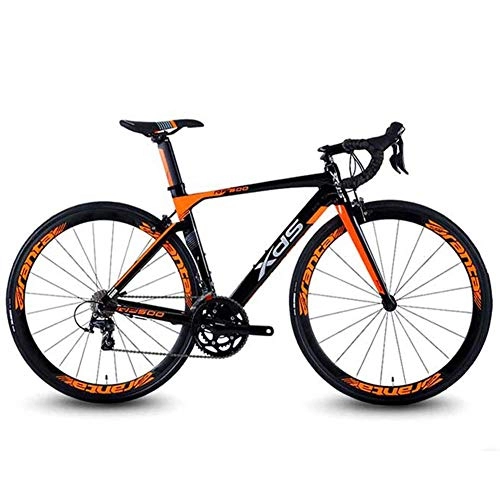 Road Bike : FANG 20 Speed Road Bike, Lightweight Aluminium Road Bicycle, Quick Release Racing Bicycle, Perfect for Road Or Dirt Trail Touring, Orange, 490MM Frame